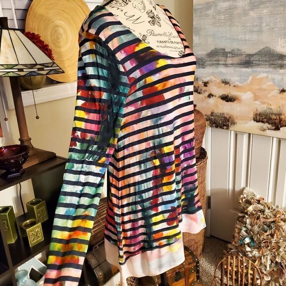 Desigual Striped Water Color Long Sleeve Tunic. - Picture 2 of 12